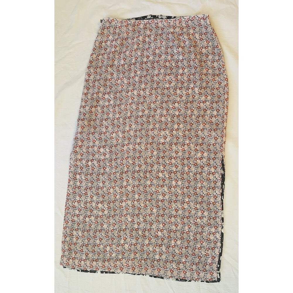Y2K Christopher & Banks Skirt Reversible Long Floral Design & Side Slits Sz 10
